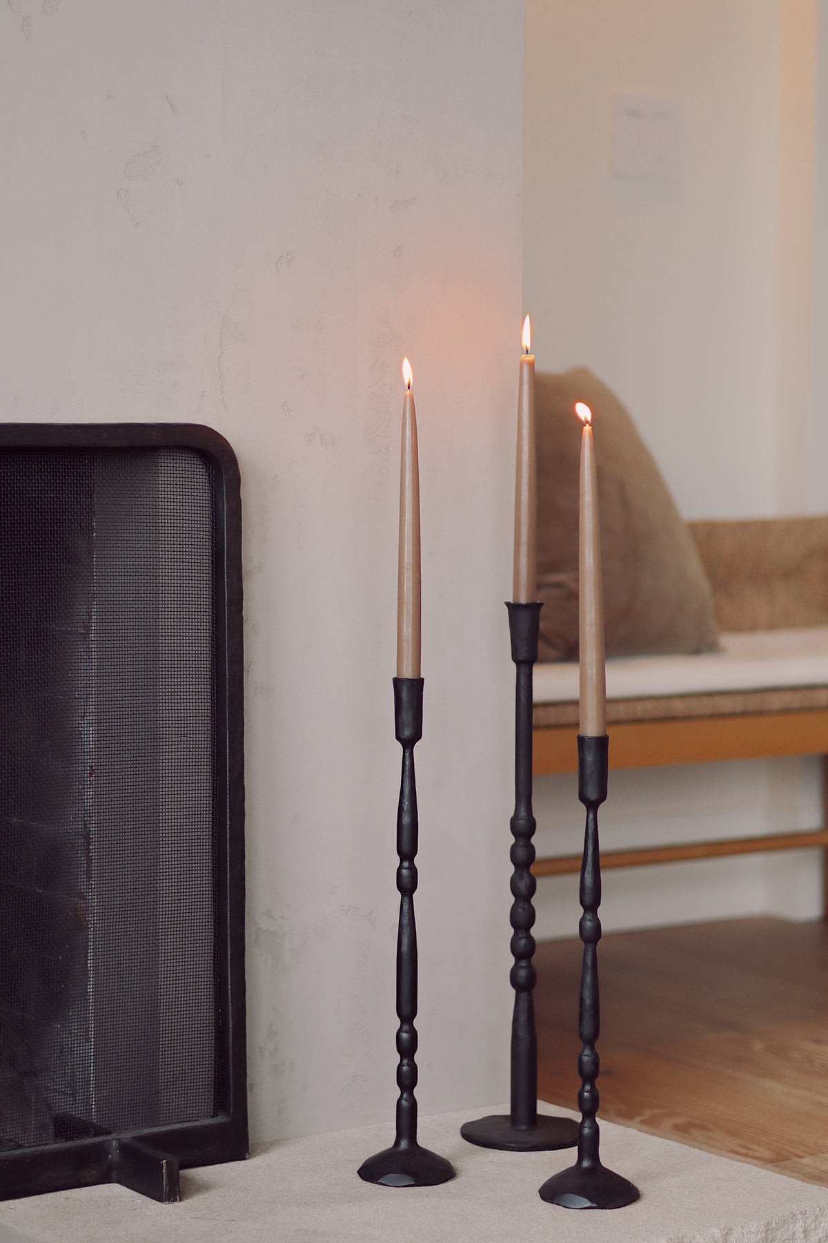 Nova Forged Candlesticks, Black, 3 sizes