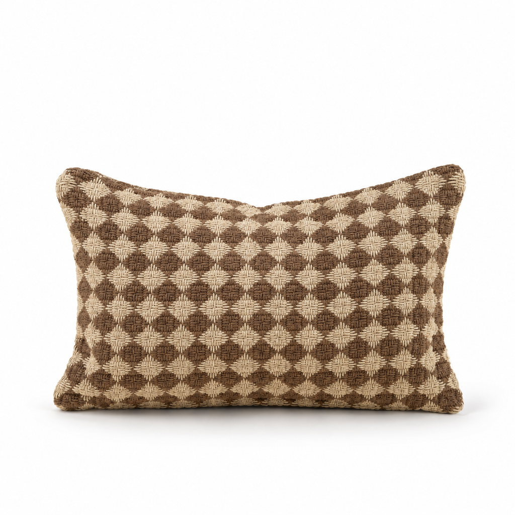 Check Weave Pillow, Green 21x12